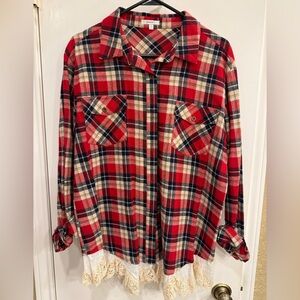 Jodifl brand Red and Black Plaid Flannel Shirt